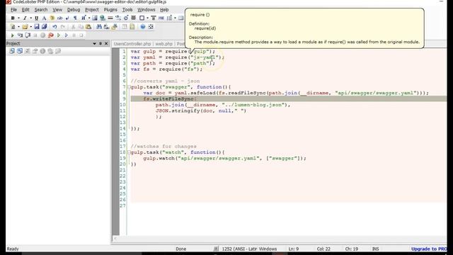 Swagger API documentation tutorial for beginners - 7 - gulp task automation смотреть онлайн