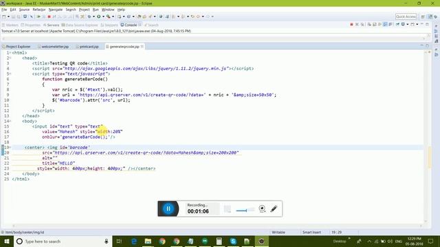 Generate QR Code in java And HTML смотреть онлайн