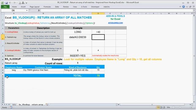 BS_VLOOKUP return an array of all matches - Improved from Vlookup P1 | Add-in A-Tools смотреть онлайн