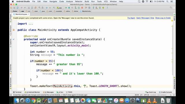 Free Tutorial: Android Studio Crash Course - Nested If Statements смотреть онлайн