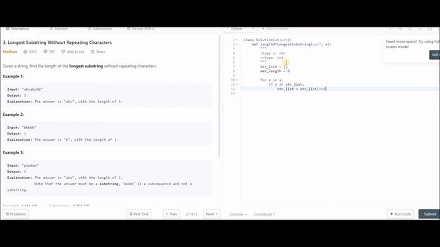 LeetCode - longest substring without repeating characters - in python, 3# смотреть онлайн