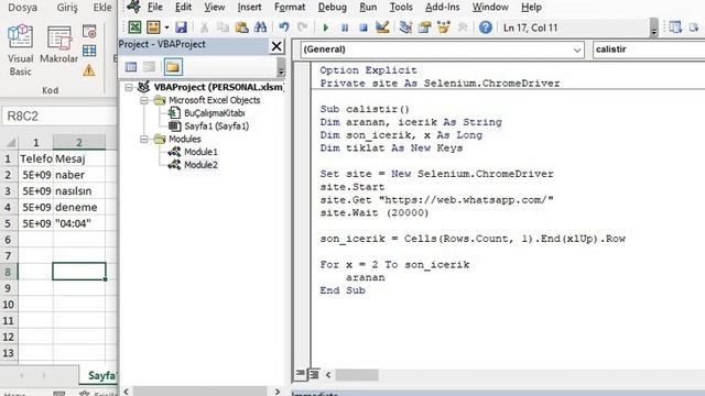 VBA ile Whatsapp mesajı gönderin смотреть онлайн