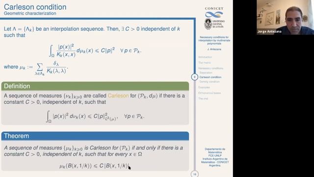 "Necessary conditions for interpolation by multivariate polynomials", Jorge Abel Antezana смотреть онлайн