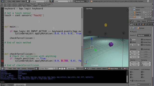 Blender Tutorial Python Game Engine Programming Part 14 смотреть онлайн