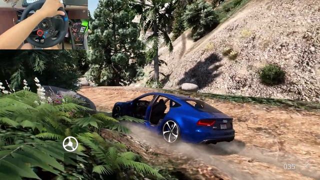 Destroyed Audi RS7 2013 - OFF ROAD - GTA 5 | Logitech g29 gameplay смотреть онлайн