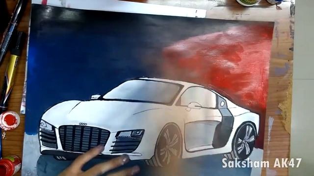 Watercolor Painting - Audi R8 [Timelapse] | Saksham AK47 смотреть онлайн