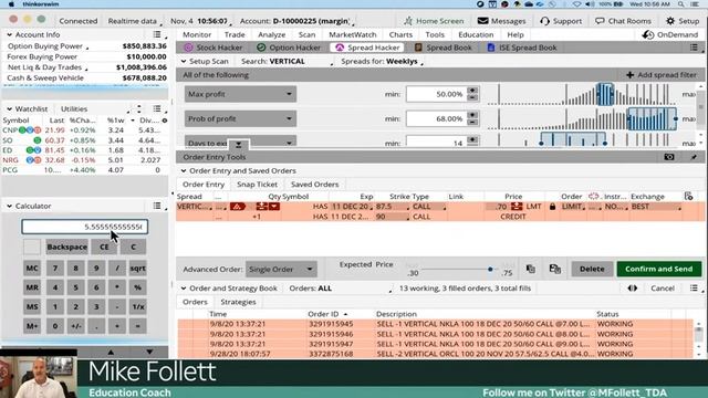 Probability Based Options Strategies | Mike Follett | 11-4-20 | Using The Spread Hacker смотреть онлайн