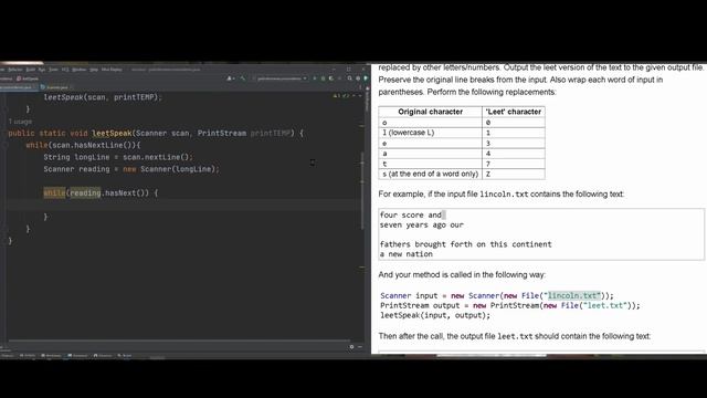 Java Practice It | Exercise 6.19: leetSpeak | file processing, Scanner, writing to an output file смотреть онлайн