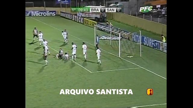 FABIANO ELLER CABECEIA COM PERIGO NO 1º TEMPO DE BRAGANTINO 2X2 SANTOS - CAMPEONATO PAULISTA 2009 смотреть онлайн