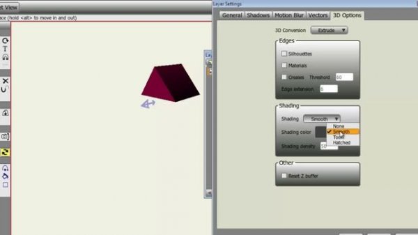 Anime Studio Pro 9 - 023 - Векторный слой: вкладка 3D