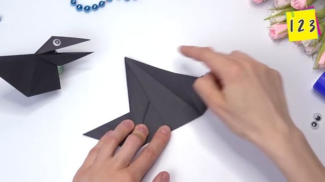 Moving paper crow | Origami paper toy antistress | Talking crow смотреть онлайн