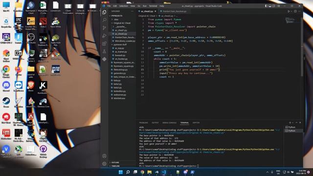 Memory Scanning and Writing With Python (Assault_Cube) смотреть онлайн