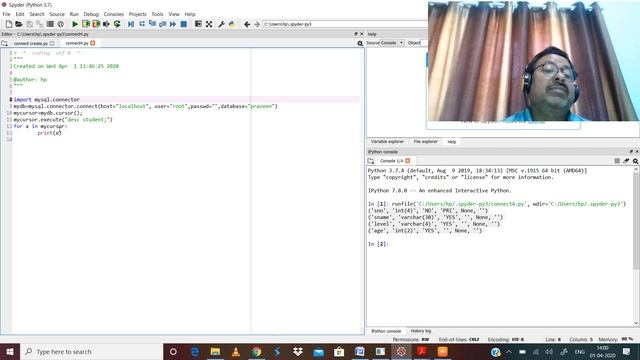 connectivity of python with mysql using DESC смотреть онлайн