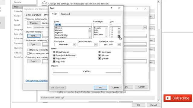 How To Change The Default Font Size Of Outlook New Emails, Reply And Forward Mails | Edit Font Size