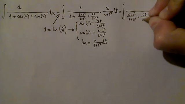 Integral of 1/(1+cos(x)+sin(x)) (Weierstrass substitution) смотреть онлайн