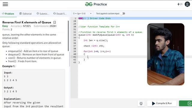 TCS Coding Question | Reverse k elements in Queue | Daily Dose -8 | Tamil | code io смотреть онлайн