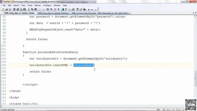 Website Design with PHP & MYSQL - 114 - PHP With Ajax - Using Ajax To Update The Database смотреть онлайн