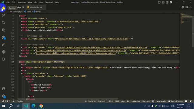 Datatables using PHP and MYSQL server-side processing смотреть онлайн
