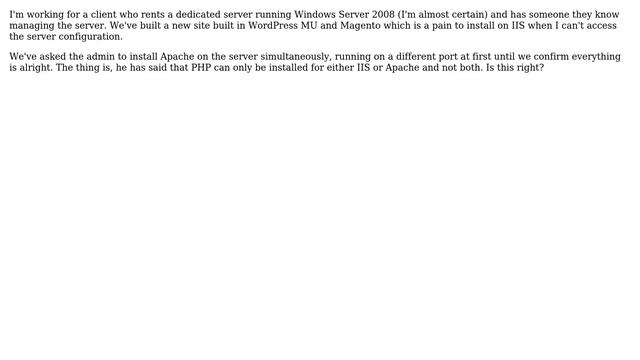Installing PHP+Apache on Windows Server with IIS+PHP simultaneously? смотреть онлайн