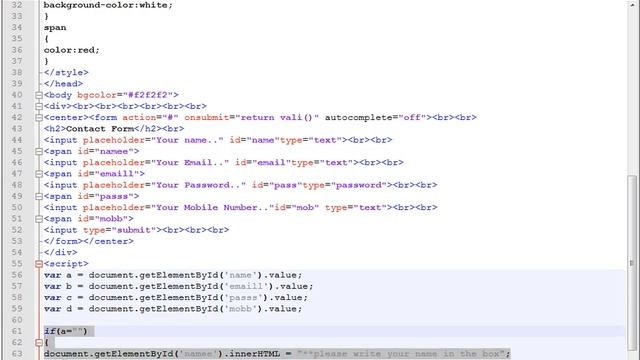 HOW TO MAKE A FORM USING HTML,CSS&JAVASCRIPT PART 2 NAME,EMAIL,PASS,MOBILE CAN'T BE EMPTY !!! #code смотреть онлайн