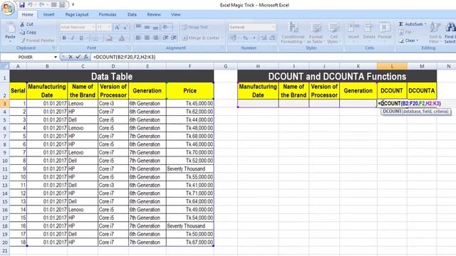 Excel magic trick 42 bangla - DCOUNT and DCOUNTA Functions смотреть онлайн