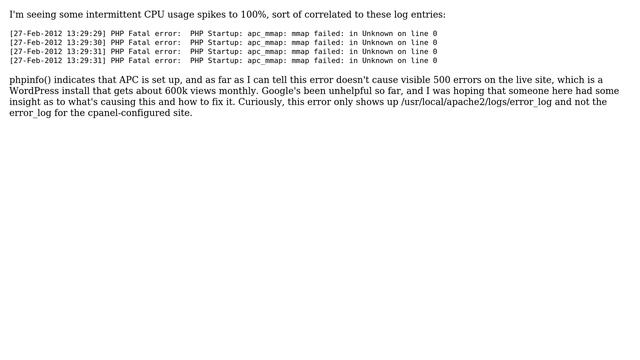 DevOps & SysAdmins: PHP/APC fatal error, apc_mmap: mmap failed смотреть онлайн