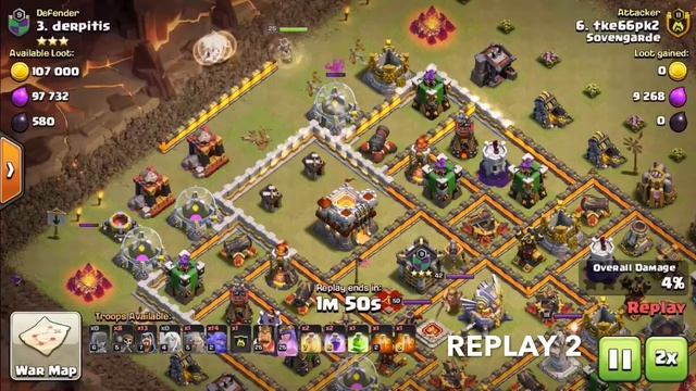TH11 JULY 2018 WAR BASE! DEFENSE! Derp Defense x3! смотреть онлайн