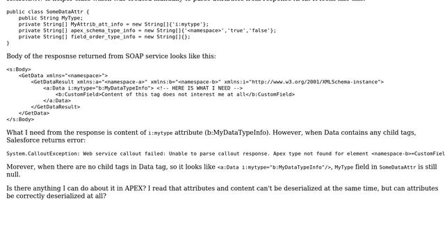Salesforce: How to deserialize attributes of SOAP responses in classes generated with wsdl2apex? смотреть онлайн