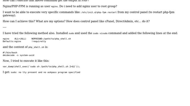 Unix & Linux: Custom Linux Hosting Control Panel in PHP - running commands as root смотреть онлайн