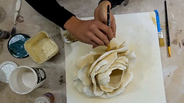 Техника покраски ПИОНА. Элемент барельефа, подсвечник или светильник. смотреть онлайн