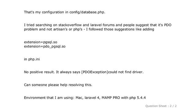 MySQL : php artisan migrate throwing [PDO Exception] Could not find driver - Using Laravel смотреть онлайн