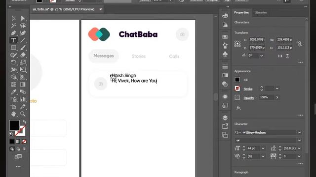 Part 2- How to Create Chat Application UI in Illustrator || How to Design UI for Android Studio смотреть онлайн