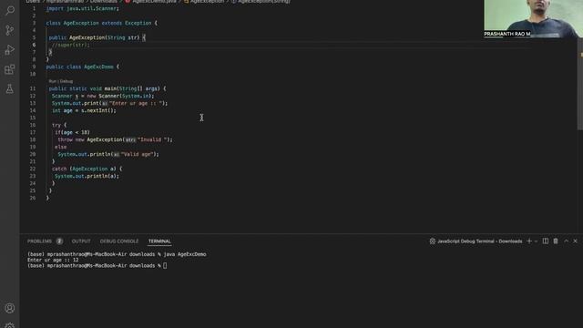 Creation of User-defined Exception in JAVA смотреть онлайн