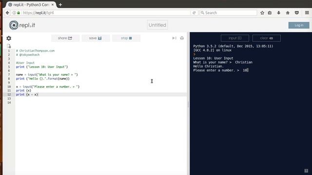 Basic Python 3 for Beginners 10: User Input смотреть онлайн