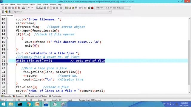 C++ Program to count No. of lines in a file смотреть онлайн