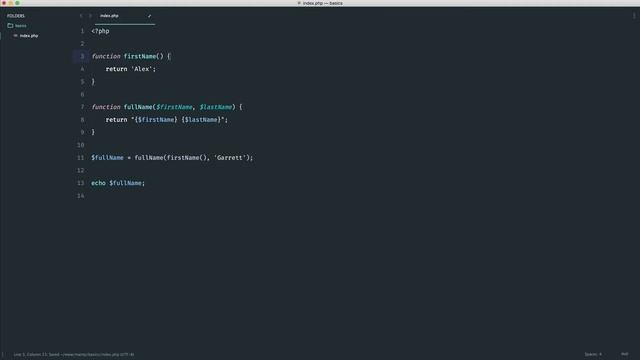 PHP Basics: Functions: Function basics (24/35) смотреть онлайн