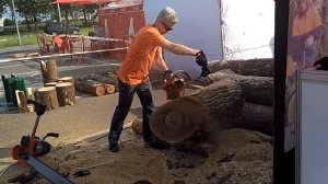 Скоростная электропила ЭПЧ-3.Форсаж пилит дуб 50-70 см. Пила для слэбов. Пиление дуба