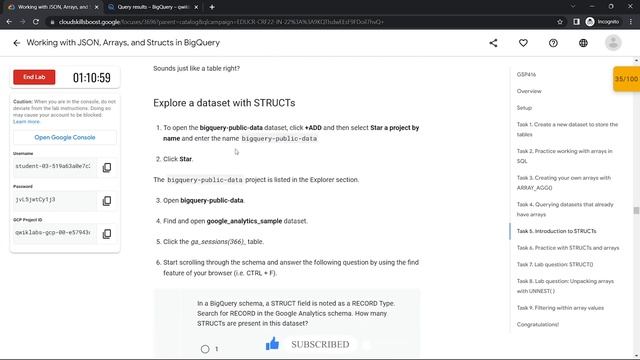 Working with JSON, Arrays, and Structs in BigQuery #GSP416 || #qwiklabs смотреть онлайн