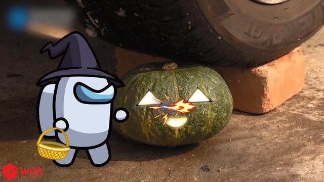 Crushing Crunchy & Soft Things By Car! - EXPERIMENT: HALLOWEEN PUMPKINS Vs CAR Vs FOOD