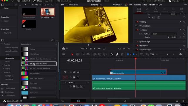 Генерация цвета на видео - Color generator в davinci open fx смотреть онлайн