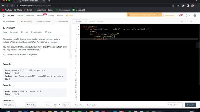 Leetcode : Two Sum - Python | Optimized Solution | Easy Solution смотреть онлайн