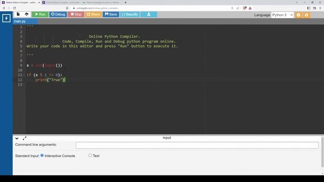 Code the number is odd and True otherwise False | Python Function смотреть онлайн