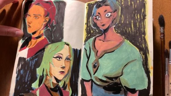 Обзор Скетчбука! (гуашь, mix media) #sketchbook