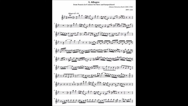 Johann Sebastian Bach Allegro from Sonata in G minor for flute and harpsichord (Sibelius) смотреть онлайн