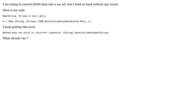 JSON.deserializeUntyped is not working with map set, error : Method does not exist смотреть онлайн