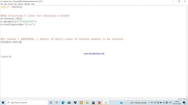 PYTHON TKINTER TUTORIAL | PROGRAM-4 | ENTRYBOX CREATION смотреть онлайн