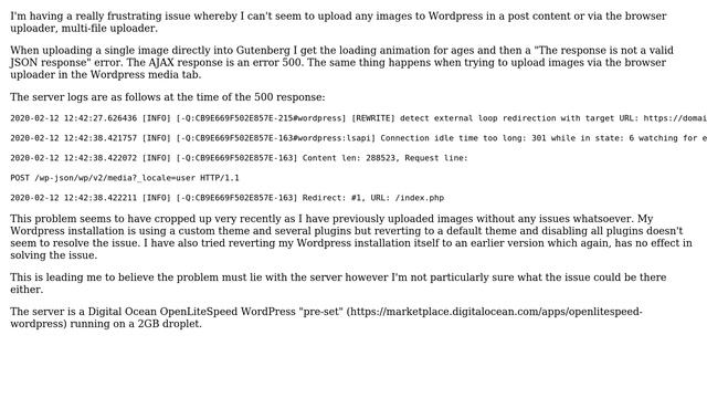 Wordpress: Can't upload Images to Wordpress - Error 500 Response смотреть онлайн