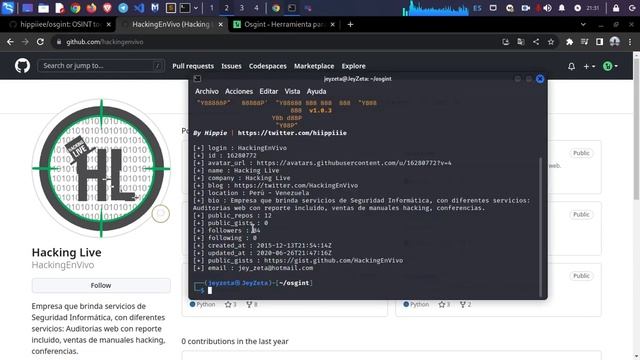 Osgint, herramienta para OSINT a GitHub смотреть онлайн
