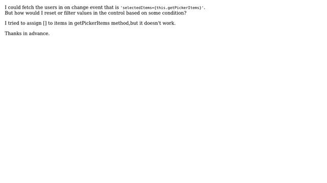 Sharepoint: PnP People picker - how to clear/reset/filter values in onchange event? смотреть онлайн