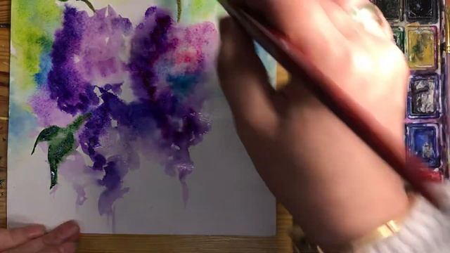 СИРЕНЬ. Рисование для детей и взрослых. Рисование для души . Акварель смотреть онлайн